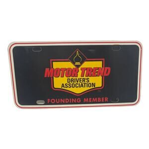 Vtg MOTOR TREND Driver's Association Founding Member License Wall Plate ~ Auto